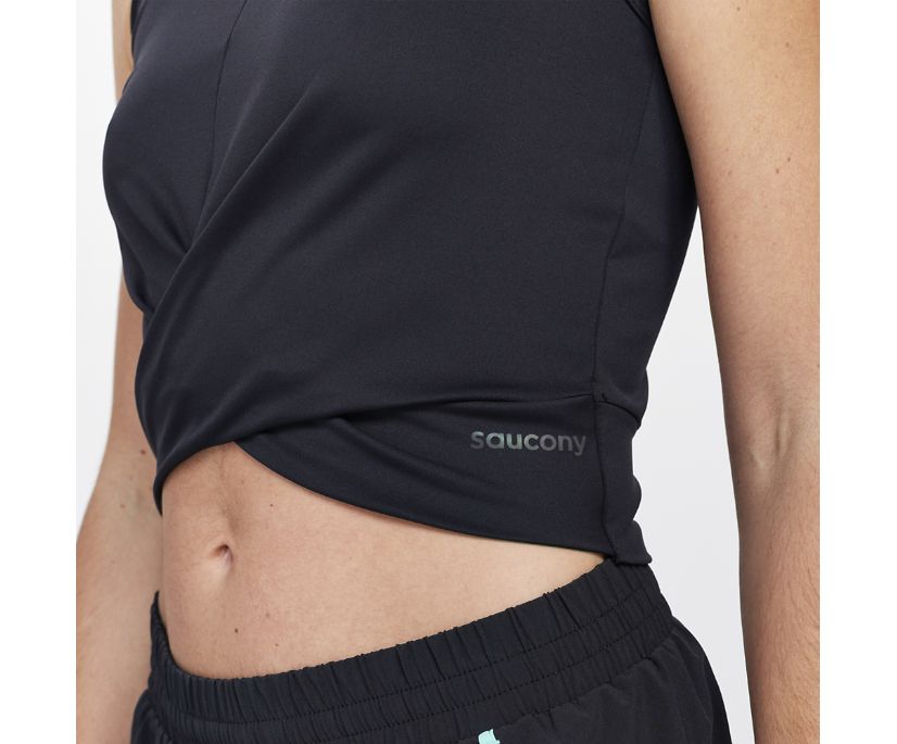 Saucony Dash Crop Top Kadın Üstler Siyah | 9PLHJKQ