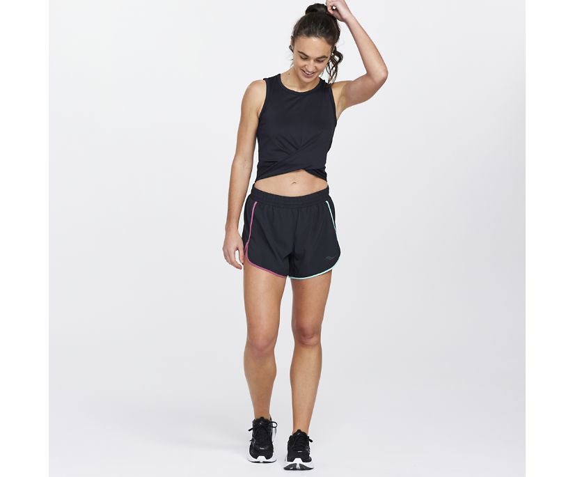 Saucony Dash Crop Top Kadın Üstler Siyah | 9PLHJKQ