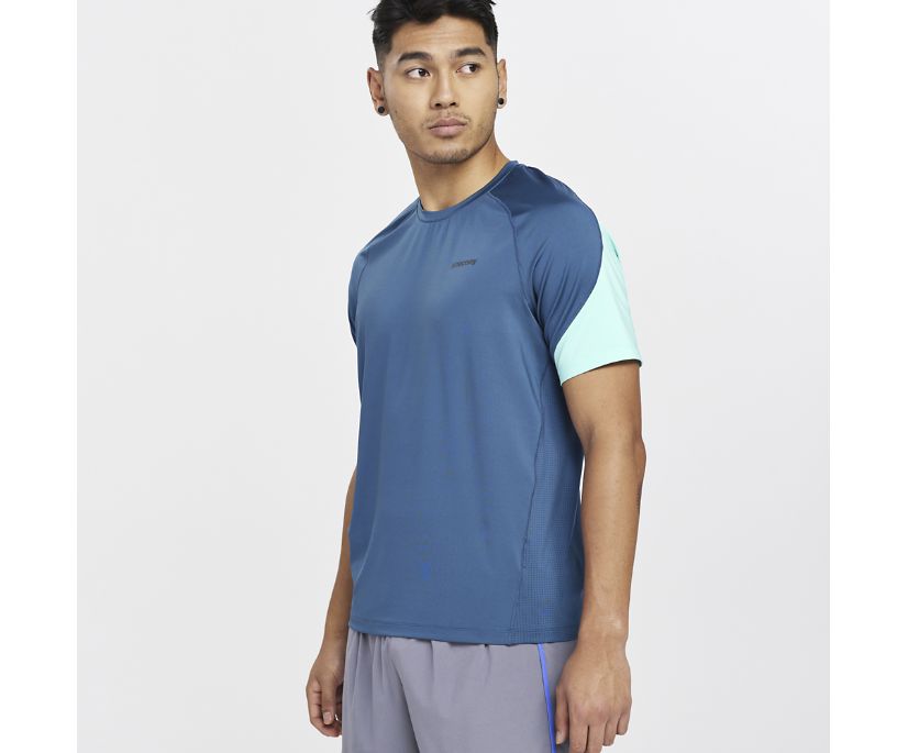 Saucony Dash Kısa Sleeve Erkek Üstler Lacivert | TO0S32I