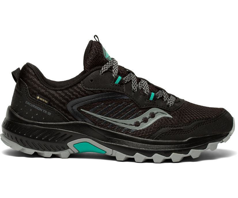 Saucony Excursion TR15 GTX Geniş Kadın Koşu Ayakkabısı Siyah Yeşil | R103LX6