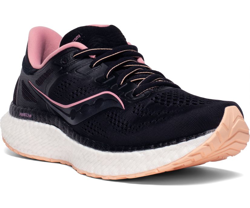 Saucony Hurricane 23 Geniş Kadın Koşu Ayakkabısı Siyah Pembe | ERNSMT1