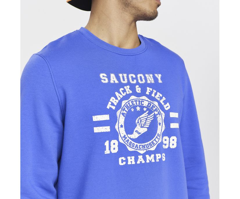 Saucony Rested Crewneck Erkek Üstler Mavi | 7R86667