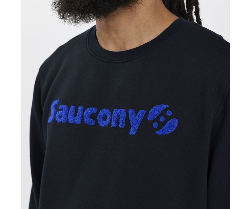 Saucony Rested Crewneck Erkek Üstler Siyah | 6DCNXCS