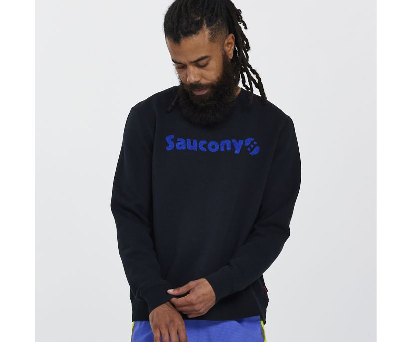 Saucony Rested Crewneck Erkek Üstler Siyah | 6DCNXCS