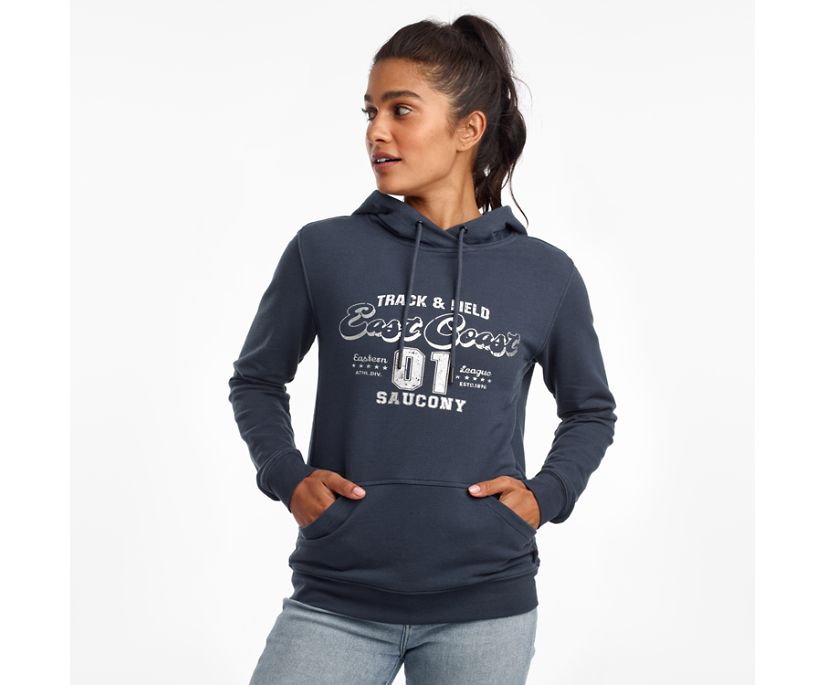 Saucony Rested Hoodie Kadın Üstler Gri Mavi | PJ37QB7