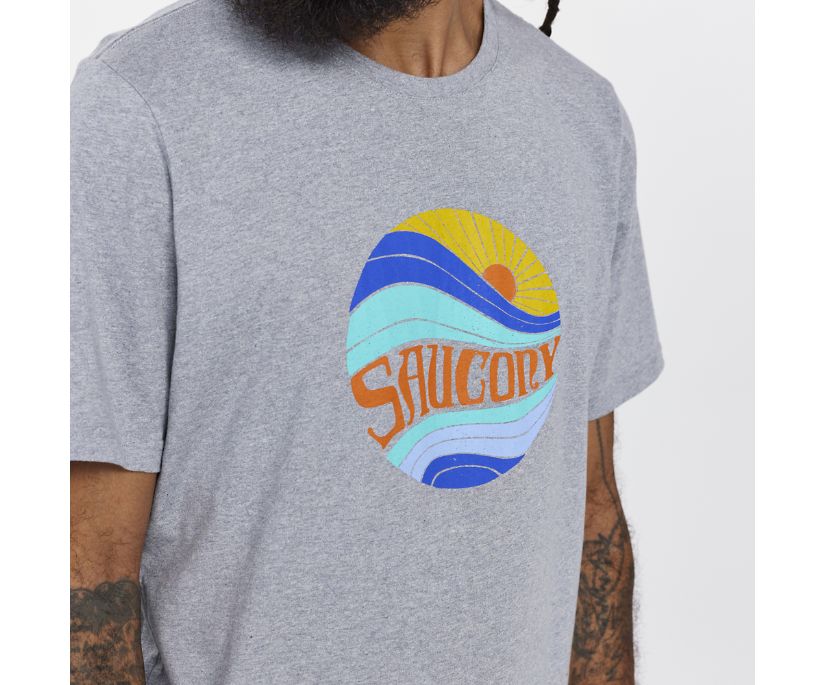 Saucony Rested T-Shirt Erkek Üstler Açık Gri | PWWCUX1