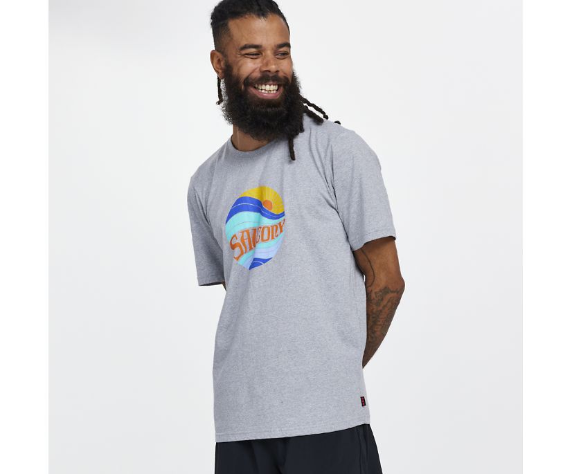 Saucony Rested T-Shirt Erkek Üstler Açık Gri | PWWCUX1