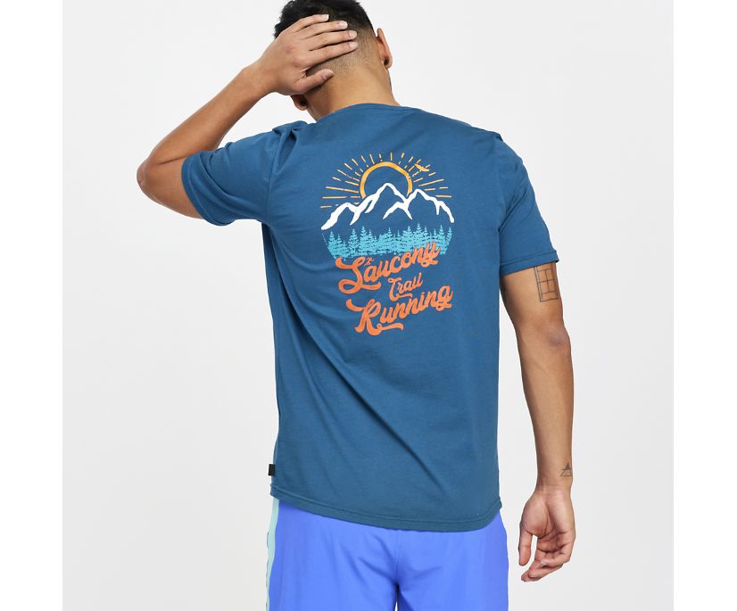 Saucony Rested T-Shirt Erkek Üstler Lacivert | T82S6FH