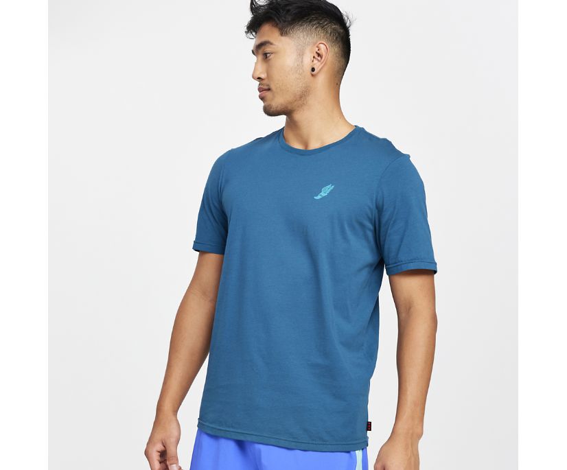 Saucony Rested T-Shirt Erkek Üstler Lacivert | T82S6FH