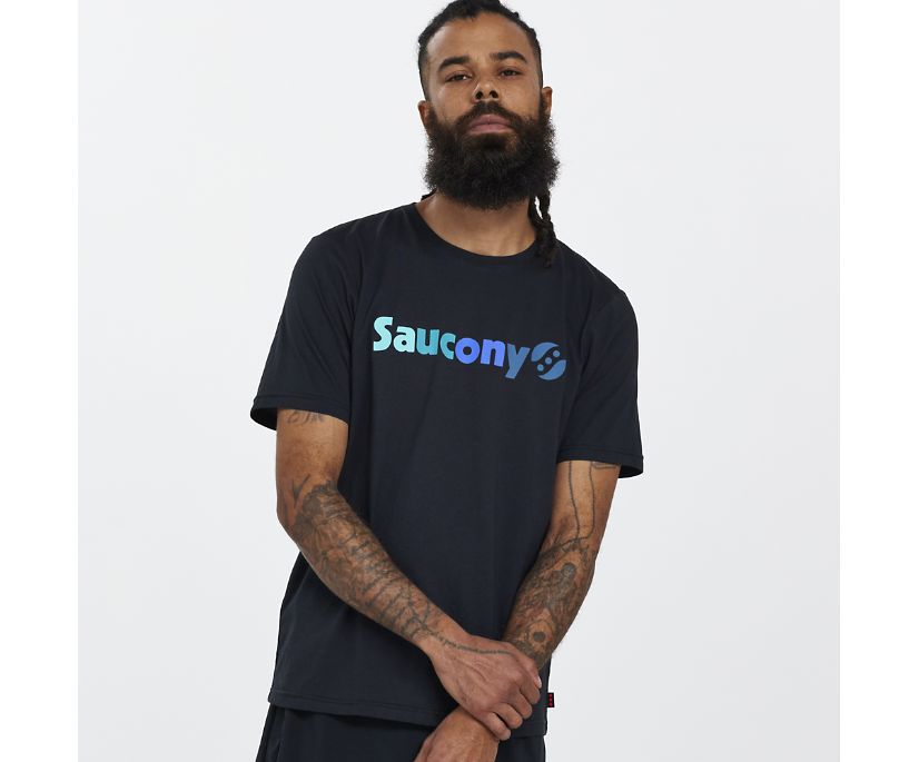 Saucony Rested T-Shirt Erkek Üstler Siyah | L4K4711