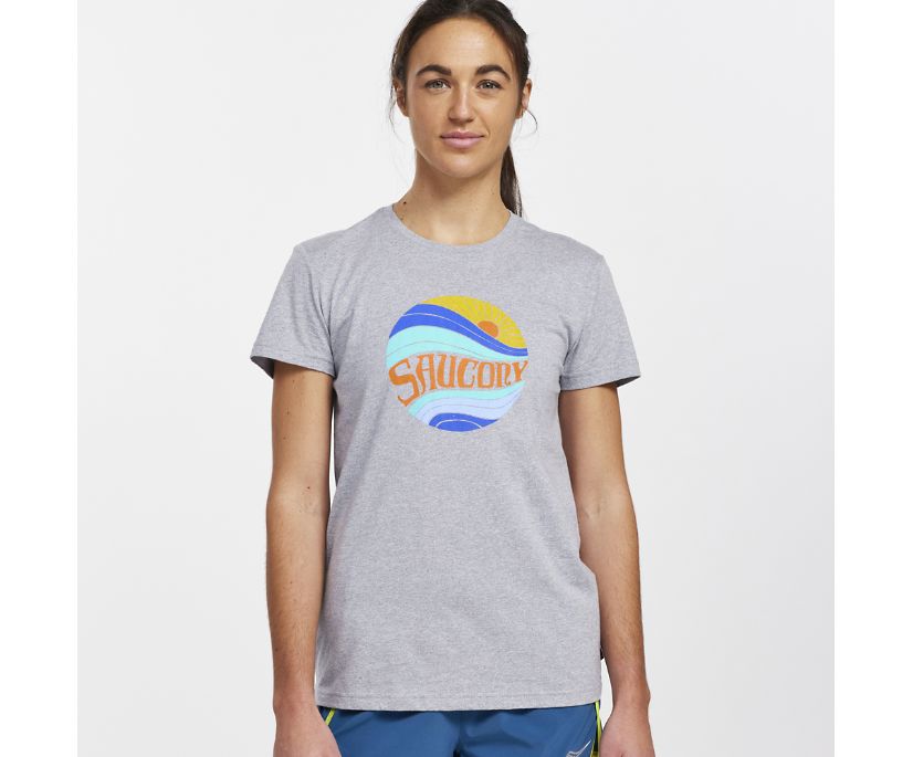 Saucony Rested T-Shirt Kadın Üstler Açık Gri | CCIT7ZC