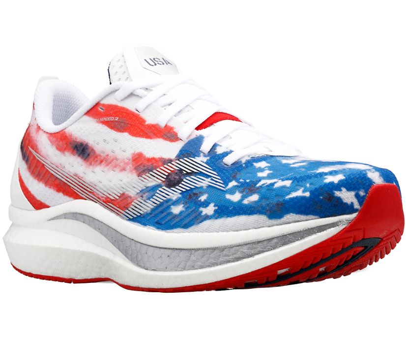 Saucony Stars & Stripes Endorphin Speed 2 Kadın Koşu Ayakkabısı Kırmızı Beyaz Mavi | LL95F04