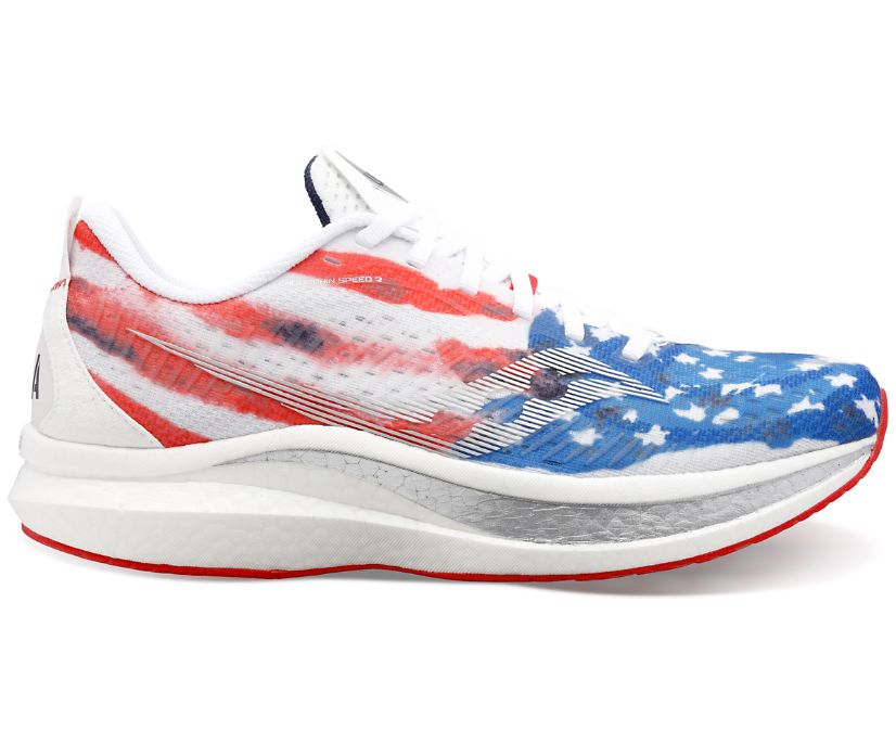 Saucony Stars & Stripes Endorphin Speed 2 Kadın Koşu Ayakkabısı Kırmızı Beyaz Mavi | LL95F04