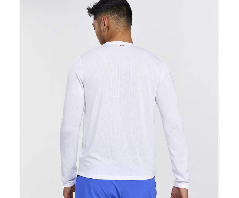 Saucony Stopwatch Long Sleeve Erkek Üstler Beyaz | ESHOZVJ