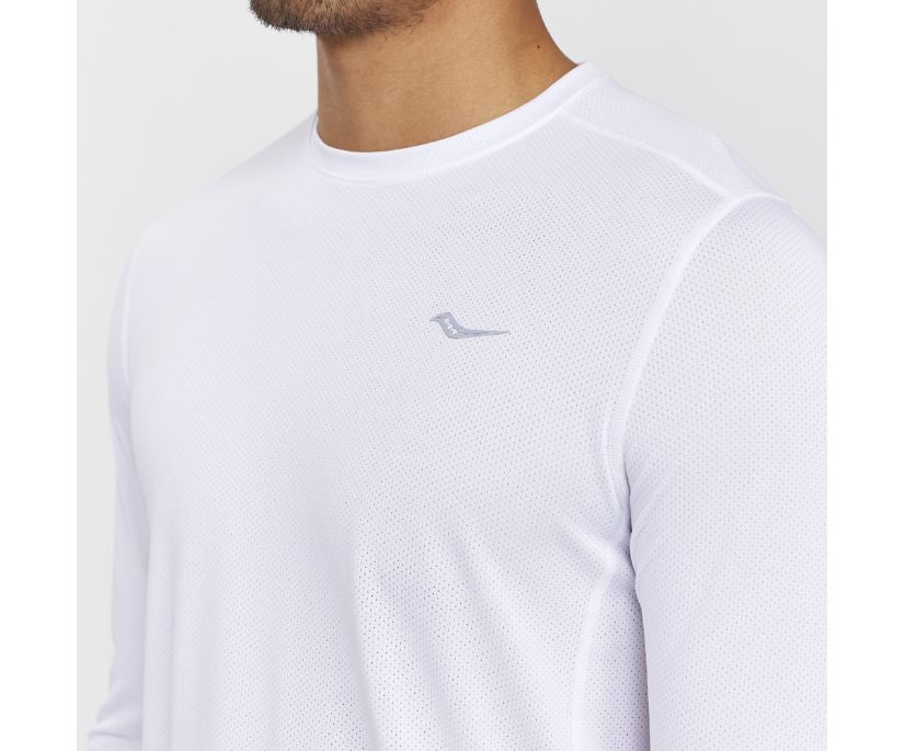 Saucony Stopwatch Long Sleeve Erkek Üstler Beyaz | ESHOZVJ