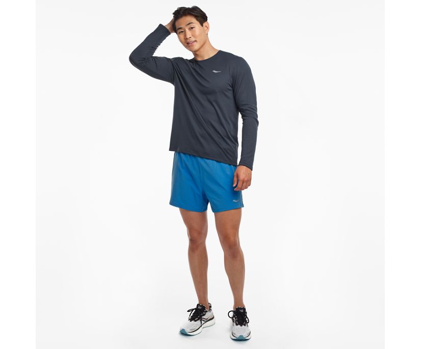 Saucony Stopwatch Long Sleeve Erkek Üstler Gri Mavi | H8V4ZD6