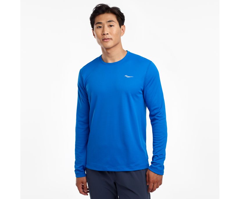 Saucony Stopwatch Long Sleeve Erkek Üstler Mavi | MH4JAAZ