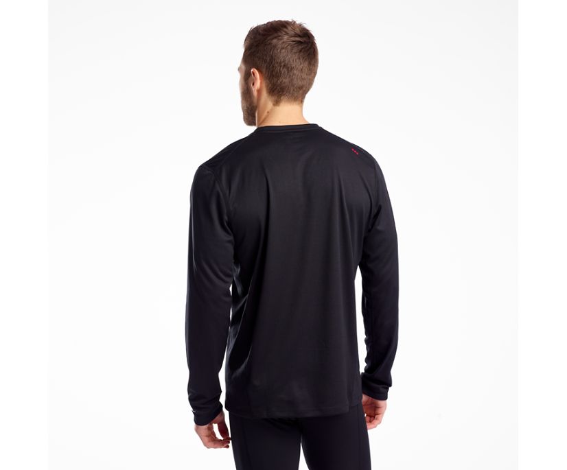 Saucony Stopwatch Long Sleeve Erkek Üstler Siyah | Q2C6I6M