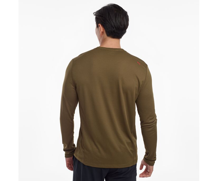 Saucony Stopwatch Long Sleeve Erkek Üstler Koyu Zeytin Yeşili | UVPISDB