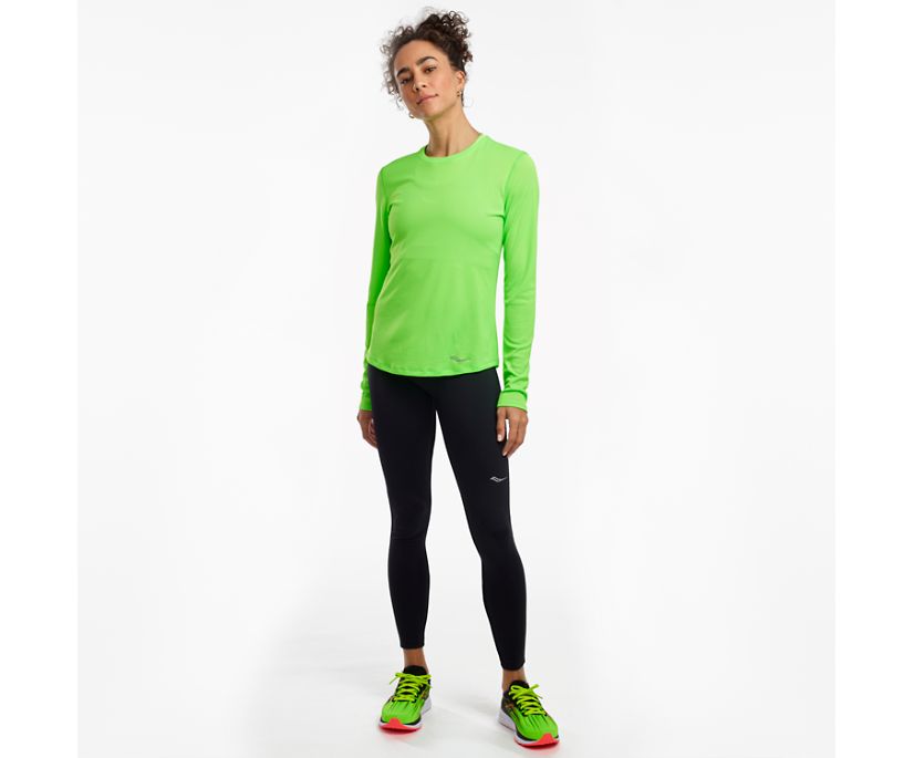 Saucony Stopwatch Long Sleeve Kadın Üstler Açık Yeşil | RGFOH1B