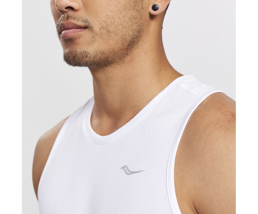 Saucony Stopwatch Singlet Erkek Üstler Beyaz | 7DXTWHY