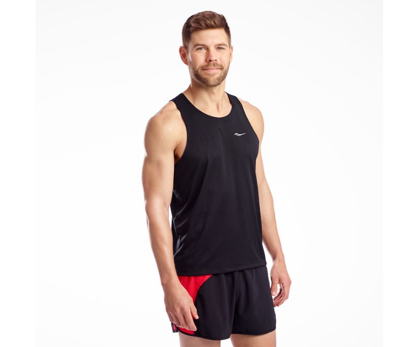 Saucony Stopwatch Singlet Erkek Üstler Siyah | NZ6BBY8