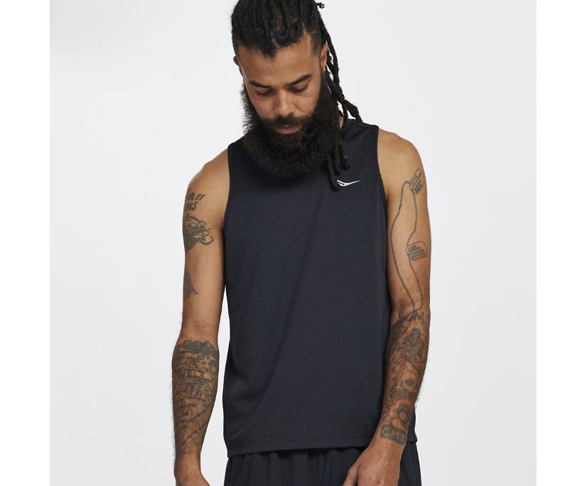 Saucony Stopwatch Singlet Erkek Üstler Siyah | O64CQ0Z