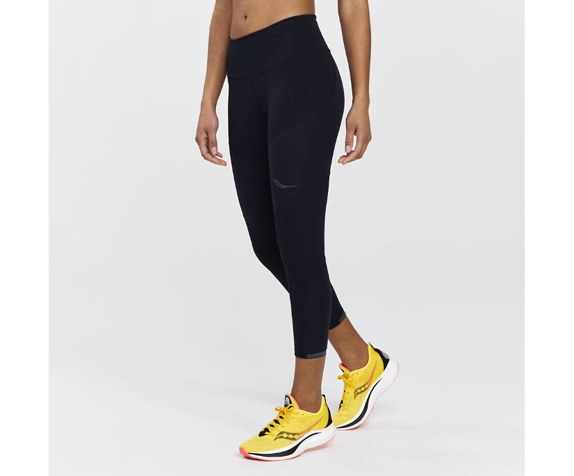 Saucony Time Trial Crop Tight Kadın Pantolon Siyah | N5KHP0L