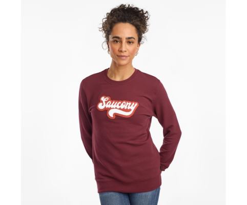 Saucony Rested Crewneck Kadın Üstler Bordo | MDNX6PL