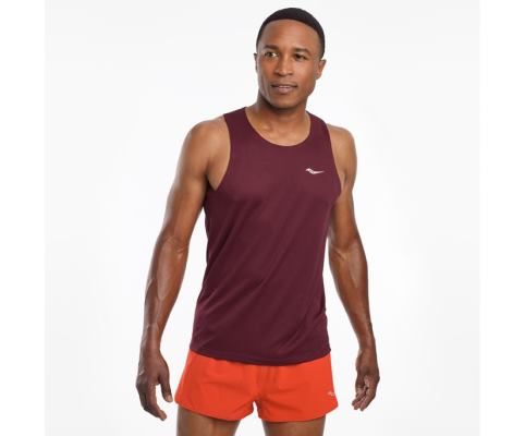 Saucony Stopwatch Singlet Erkek Üstler Bordo | UEJNAW1